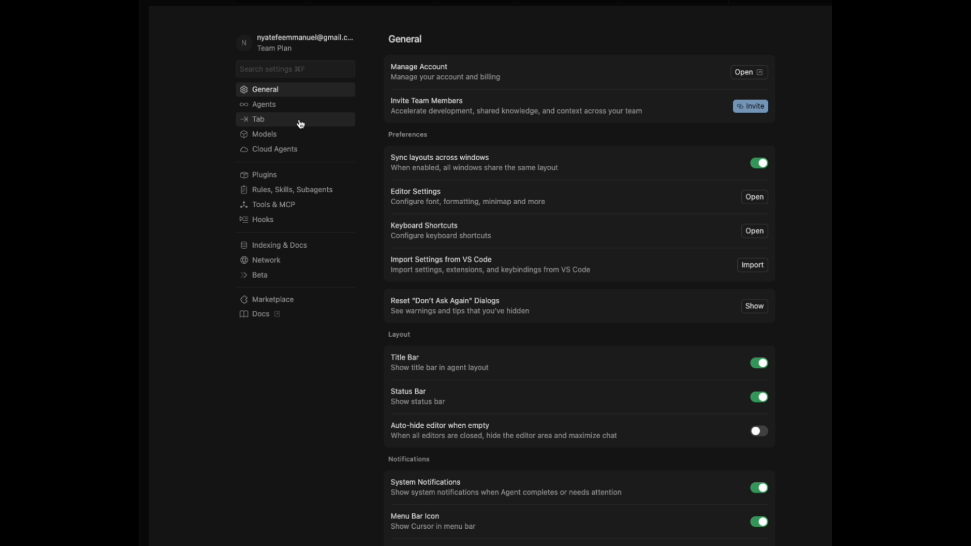Open Cursor Tools and MCP settings